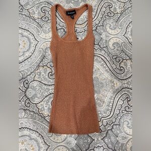 Brown Shimmer Ribbed Top
